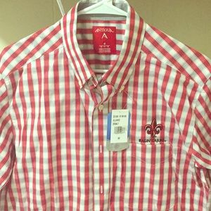 L/S, red/white/grey mens licensed collegiate shirt